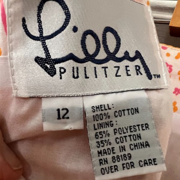 Lily Pulitzer Orange Yellow Seahorse Design Lined Cotton 18" Skirt Sz 12 - Picture 7 of 8